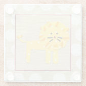 Dessous-de-verre En Verre Lion jaune avec Pois blancs (Dos)