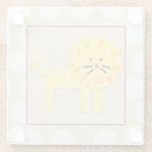Dessous-de-verre En Verre Lion jaune avec Pois blancs (Dos)