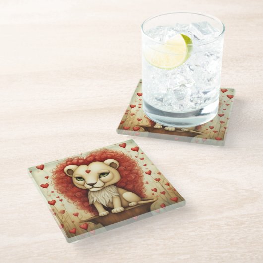 Dessous-de-verre En Verre Lion Love 3 (Incliné)