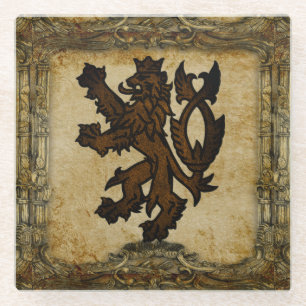 Dessous-de-verre En Verre Lion rampant héraldique personnalisé