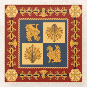 Dessous-de-verre En Verre Lions d'or : design foulard Art Nouveau
