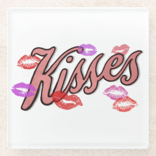 DESSOUS-DE-VERRE EN VERRE LIP KISSES