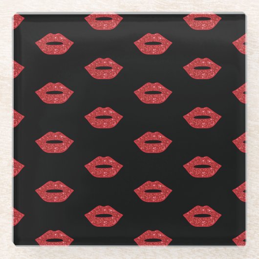 Dessous-de-verre En Verre Lips Parties scintillant embrasse l'élégante maqui (Devant)