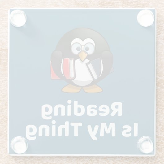 Dessous-de-verre En Verre Lire Est Mon Chose Pingouin Drôle Lecture (Dos)