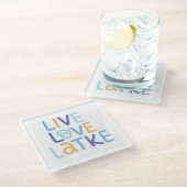 Dessous-de-verre En Verre Live Love Latke Hanoukka Design (Incliné)