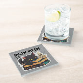 Dessous-de-verre En Verre Livre de lecture de Meow Meow Cat (Incliné)