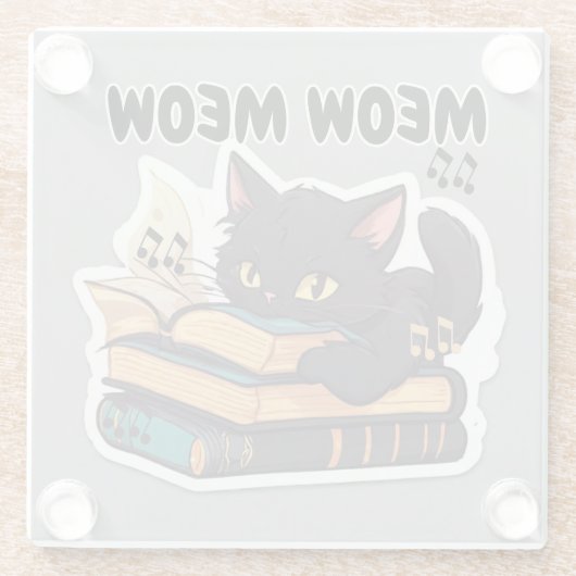 Dessous-de-verre En Verre Livre de lecture de Meow Meow Cat (Dos)