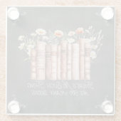Dessous-de-verre En Verre Livres avec fleurs et citation sur tableau noir (Dos)