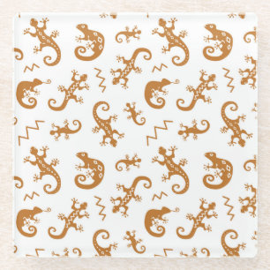 Dessous-de-verre En Verre Lizards Chameleons : Design Motif sans couture.