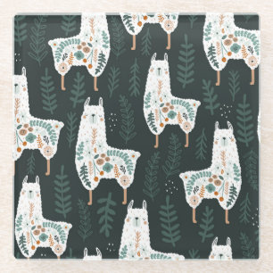 Dessous-de-verre En Verre Llamas Florales Cute Texture Vintage