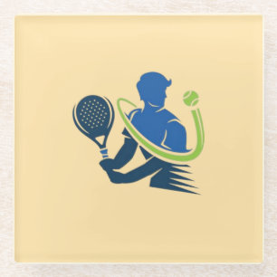 Dessous-de-verre En Verre Logo du club de tennis - Action dynamique, Style s