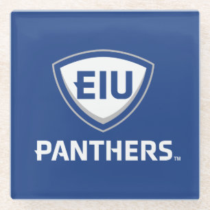 Dessous-de-verre En Verre Logo Eastern Illinois Panthers Shield & Wordmark