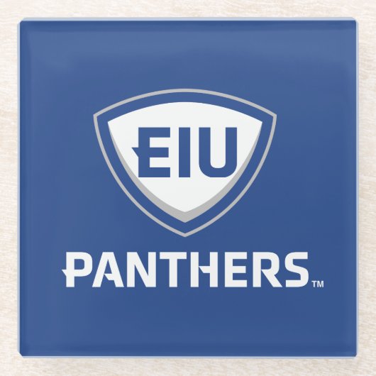 Dessous-de-verre En Verre Logo Eastern Illinois Panthers Shield & Wordmark (Devant)