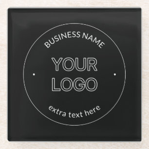 Dessous-de-verre En Verre Logo modifiable et remplacement du nom de l'entrep