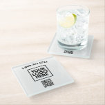 Dessous-de-verre En Verre Logo personnalisé carré Code QR<br><div class="desc">Classique et simple — Votre logo d'entreprise et votre code QR ainsi que votre numéro de téléphone (ou votre texte) sur ce beau dessous de verre en verre fonctionnel. Vous pouvez faire correspondre la couleur de votre texte et de votre code QR aux couleurs de votre entreprise. Créez et augmentez...</div>