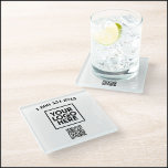 Dessous-de-verre En Verre Logo personnalisé carré Code QR<br><div class="desc">Classique et simple — Votre logo d'entreprise et votre code QR ainsi que votre numéro de téléphone (ou votre texte) sur ce beau dessous de verre en verre fonctionnel. Vous pouvez faire correspondre la couleur de votre texte et de votre code QR aux couleurs de votre entreprise. Créez et augmentez...</div>