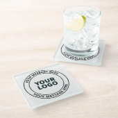 Dessous-de-verre En Verre Logo téléchargé + Texte circulaire modifiable (Incliné)