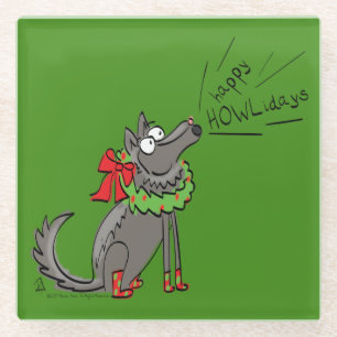 Dessous-de-verre En Verre Loup Noël Funny Mignonnes Enfants