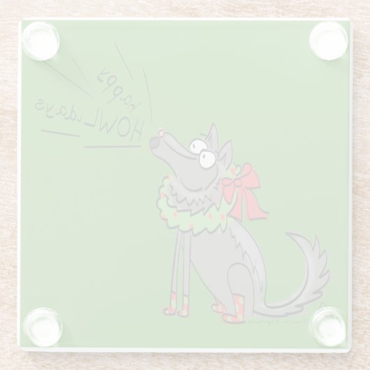 Dessous-de-verre En Verre Loup Noël Funny Mignonnes Enfants (Dos)