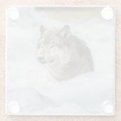 Dessous-de-verre En Verre Loup solitaire en neige (Dos)