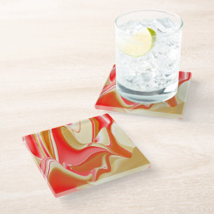 Dessous-de-verre En Verre Love and Gold Abstrait 3D Rainbowart