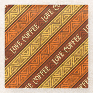 Dessous-de-verre En Verre Love Café Autumnal Terre Brown Orange & Jaune