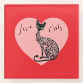 Dessous-de-verre En Verre Love Cats Coaster (Devant)