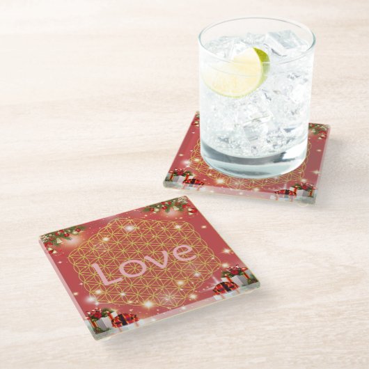 Dessous-de-verre En Verre Love christmas (Incliné)