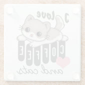Dessous-de-verre En Verre Love Coffee and Cats mignonne (Dos)