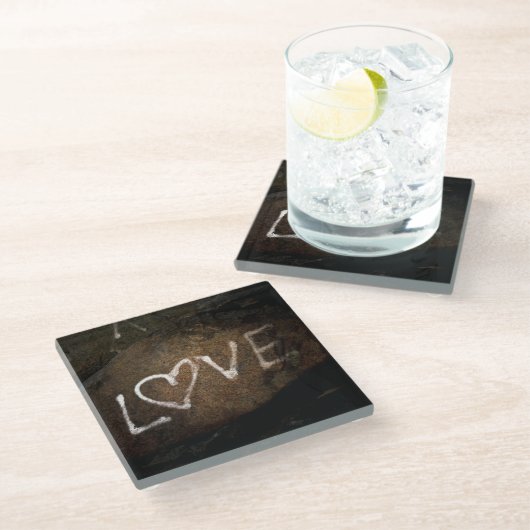 Dessous-de-verre En Verre Love graffiti (Incliné)