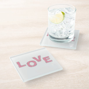 Dessous-de-verre En Verre Love Parties scintillant rose