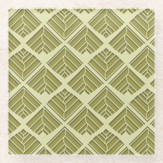 Dessous-de-verre En Verre Lumière Motif carré feuille or Lime (Devant)