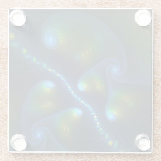 Dessous-de-verre En Verre Lumières de l'Imaginaire Abstrait Bleu Vert Jaune (Dos)