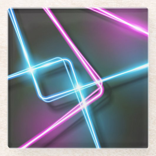 Dessous-de-verre En Verre Lumières de néon Abstraites 3 dimensions cool (Devant)