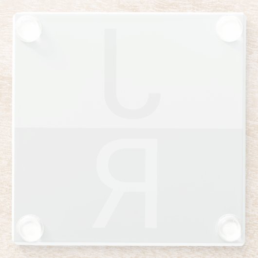 Dessous-de-verre En Verre Lumineuses Gris & Gris Initiales Modernes Monogram (Dos)