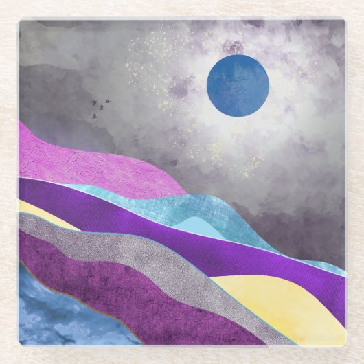 Dessous-de-verre En Verre Lune bleue (Devant)