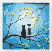 Dessous-de-verre En Verre Lune lunaire avec chats (Devant)