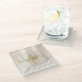 Dessous-de-verre En Verre Lustre mariage éclairage perles d'ivoire verre (Incliné)