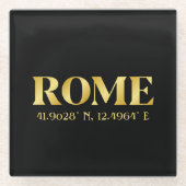 Dessous-de-verre En Verre Lux Gold Rome Latitude & Longitude (Devant)