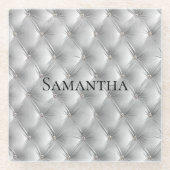 Dessous-de-verre En Verre Luxe Soft Grey Faux Velvet (Devant)