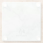 Dessous-de-verre En Verre M. et Mme. | Élégant Marbre blanc Script moderne (Dos)