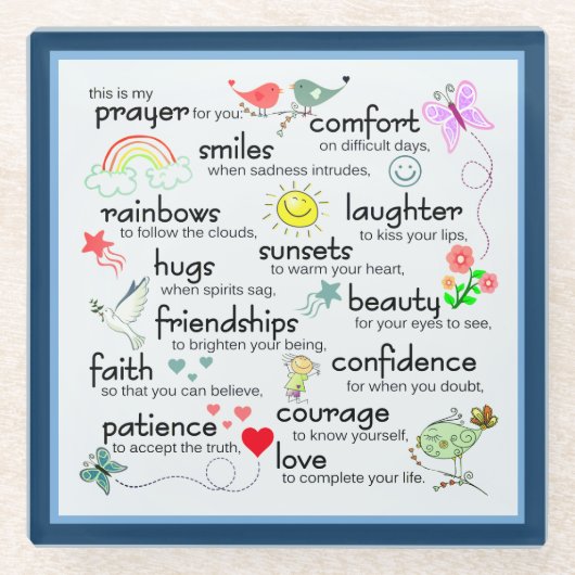 Dessous-de-verre En Verre Ma Prière Pour Vous Bénédictions (Devant)