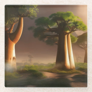 Dessous-de-verre En Verre Madagascar Baobab Forest Fantaisie