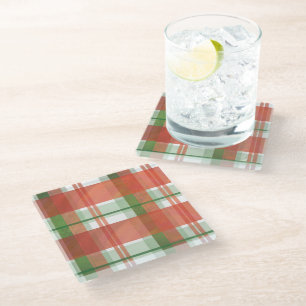 Dessous-de-verre En Verre Madras Plaid Noël
