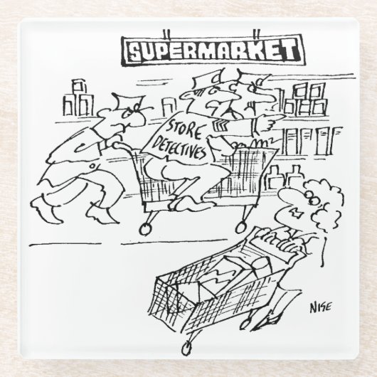 Dessous-de-verre En Verre Magasin de détectives dans un supermarché (Devant)