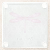 Dessous-de-verre En Verre Magenta Dragonfly Damas (Dos)