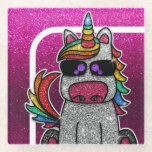 Dessous-de-verre En Verre Magique Rainbow Unicorn Parties scintillant Whimsi<br><div class="desc">La licorne magique est un cadeau amusant et fantaisiste pour l'invité d'honneur lors de fêtes, célébrations et événements. Arrière - plan de parties scintillant imitation parkly est disponible dans beaucoup d'autres couleurs. Créez des souvenirs durables avec ce cadeau coloré pour les invités spéciaux au bar/bat mitzvah, mariages, fêtes d'anniversaire, cérémonies...</div>