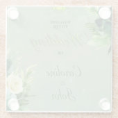 Dessous-de-verre En Verre Magnifique design floral vert. (Dos)