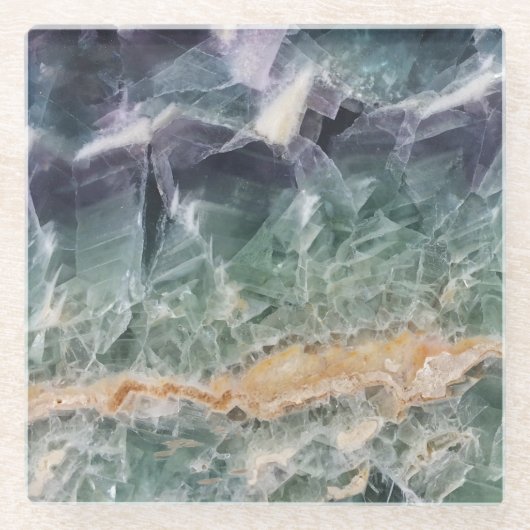 Dessous-de-verre En Verre Magnifique Fluorite violet vert Fluorite Photo Gem (Devant)