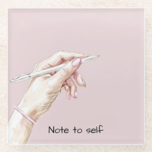 Dessous-de-verre En Verre Main avec stylo : Note à soi-même